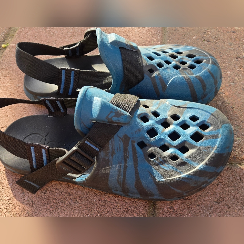 Chacos Blue and Black Ventilated Slip-On Sandals